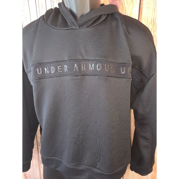 Under Armour Womens Black Loose Fit Cropped Hoodie Large - Picture 3 of 8